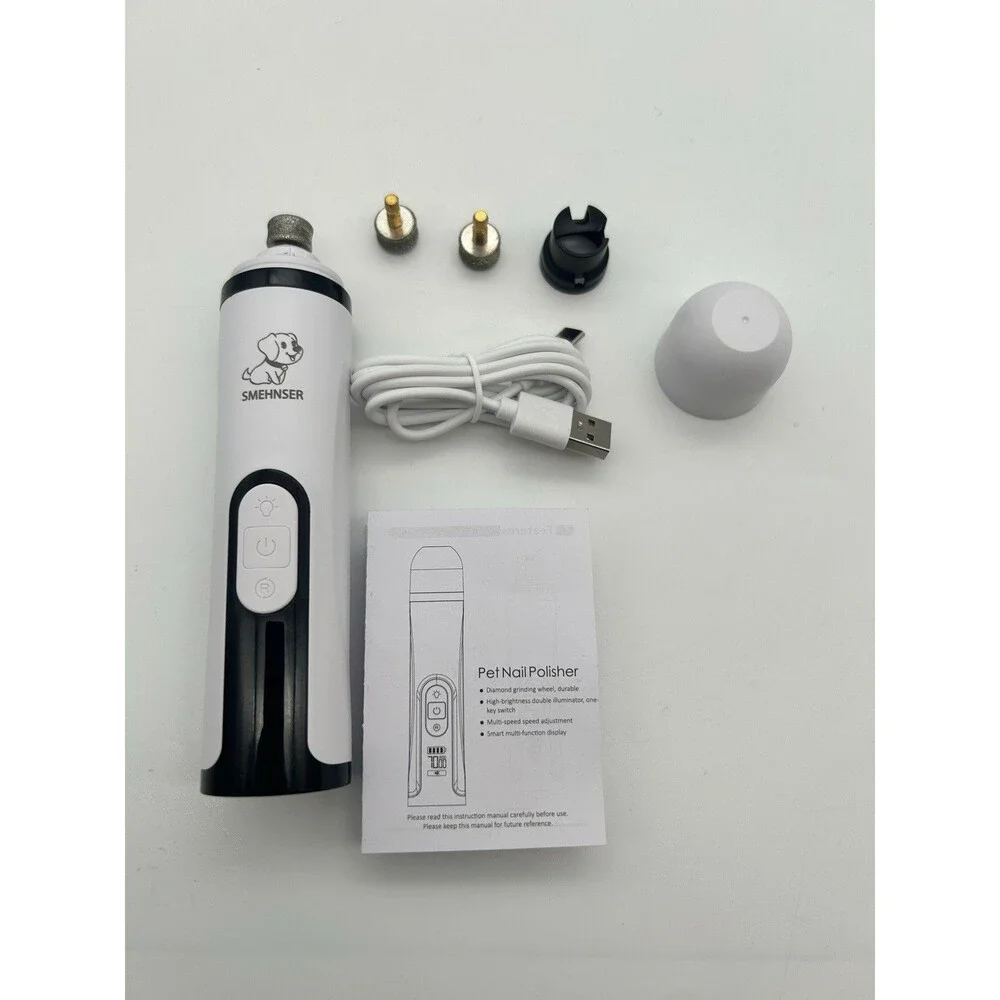 SMEHNSER Pet Nail Grinder Rechargeable Dog Cat Nail Trimmer USB Quiet Grooming